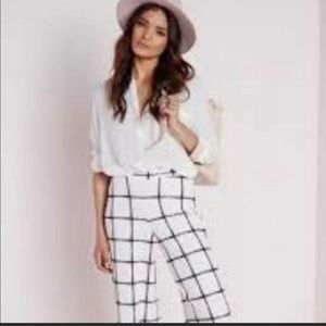 ZARA grid/ checker print wide leg trousers XS NWOT